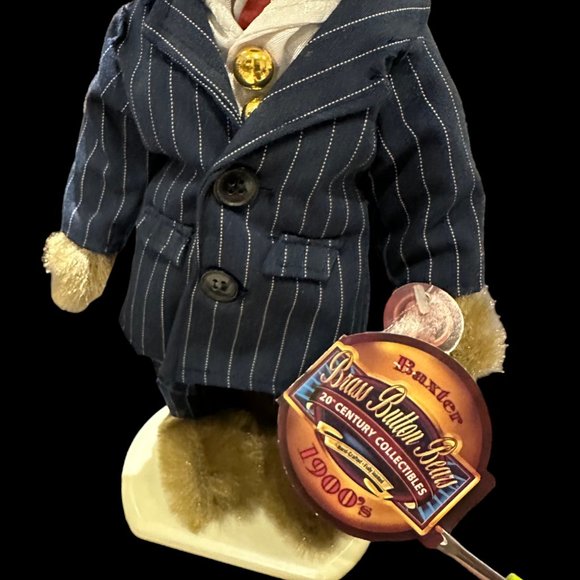 Vintage Brass Button Bears Baxter 20th Century Collectibles with Stand 14” - Picture 6 of 8